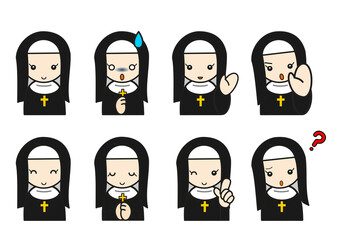 キリスト教のシスター　表情セット