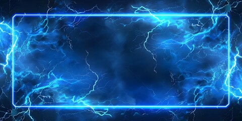 Fototapeta premium Lightning frames, blue electric borders of rectangular and square shapes with thunder bolt effect. Isolated photo frames with thunderbolt impact.