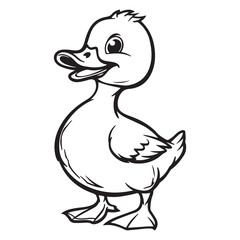 Simple and minimalistic cartoon duck, black vector illustration on white background