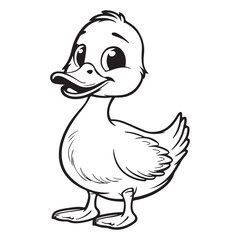 Simple and minimalistic cartoon duck, black vector illustration on white background