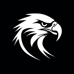 Flat vector eagle head icon logo on black background