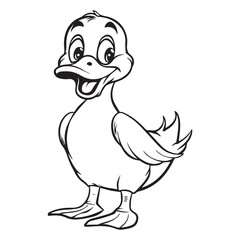 Simple and minimalistic cartoon duck, black vector illustration on white background