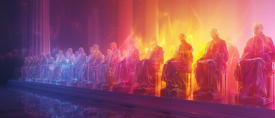 Enlightened Vision Glassmorphism Founding Fathers Abstract US Constitution 3D Art