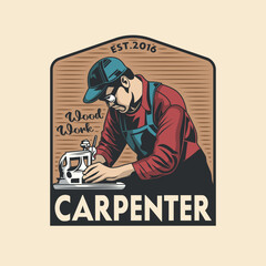 Carpenter woodwork craftsman Vintage badge logo
