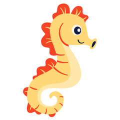 Naklejka premium Children's flat vector illustration on white background. Cute blue seahorse . Vector illustration