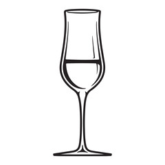 Simple champagne glass icon, black vector illustration on white background