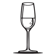 Simple champagne glass icon, black vector illustration on white background