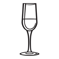 Simple champagne glass icon, black vector illustration on white background