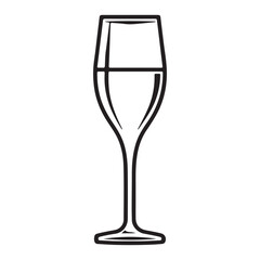 Simple champagne glass icon, black vector illustration on white background