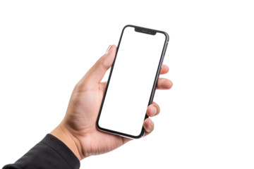 スマートフォンを持つ手（透過背景）