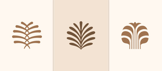 Floral and nature ornament logo symbol template. Minimalist, luxury, royal and elegant logo vector