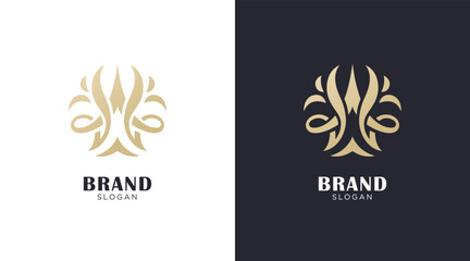 Floral and nature ornament logo symbol template. Minimalist, luxury, royal and elegant logo vector