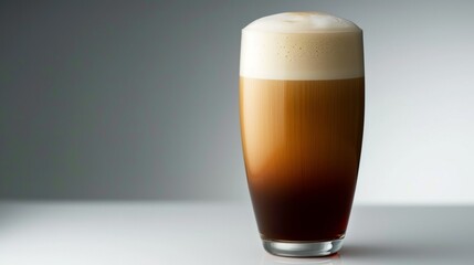 Product photo of nitro cold brew coffee, on slate surface. studio lighting.	