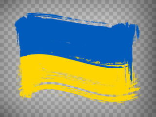 Flag Ukraine, brush stroke background.  Waving Flag Ukraine on tranparent backrgound for your web site design, logo, app, UI.  EPS10.