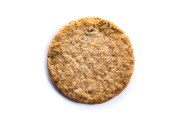Healthy oatmeal cookies isolated on white background. Top view