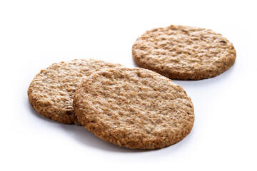 Healthy oatmeal cookies isolated on white background
