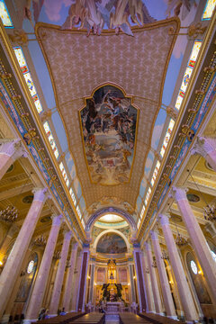 TINDARI, ITALY, JUNE 17, 2023 - Interior view of the Sanctuary of the Madonna of Tindari, province of Messina, Sicily, Italy