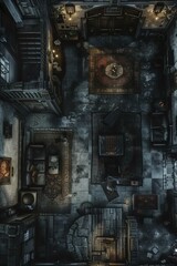 DnD Battlemap Spooky abandoned mansion in the woods.