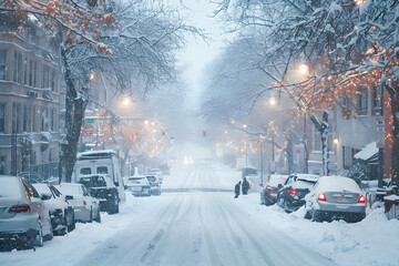 Obraz premium Winter disaster in a city