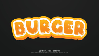 burger food editable 3d text effect template bold typography and abstract style, food logo and fast food brand