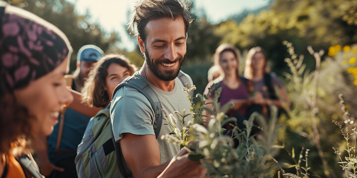 Teilnehmer einer Kr&auml;uterwanderung