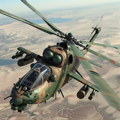 Camouflage Green Military Helicopter Tactics in Aerial Surveillance and Operations