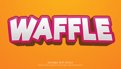 waffle food editable 3d text effect template bold typography and abstract style, food logo and fast food brand