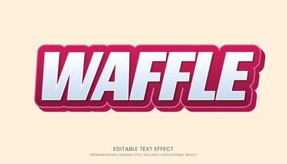 waffle food editable 3d text effect template bold typography and abstract style, food logo and fast food brand