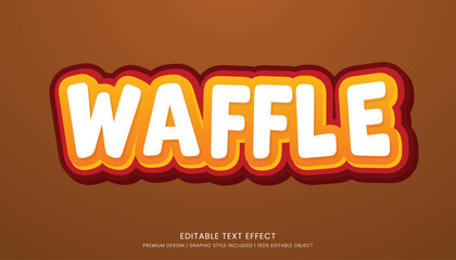 waffle food editable 3d text effect template bold typography and abstract style, food logo and fast food brand