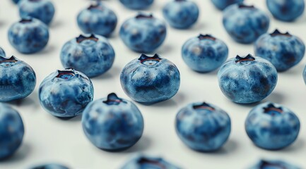 Close Up View of Fresh Blueberries on White Background