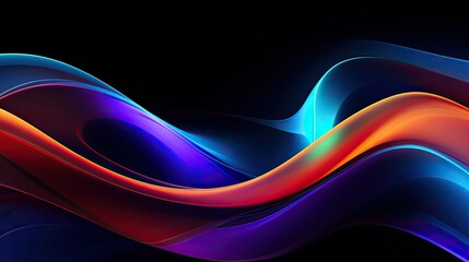Abstract fluid 3d holographic iridescent neon curved wave in motion dark background