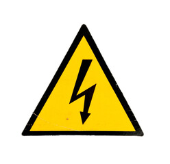high voltage warning sign on white background
