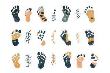 Footprint icon, aliens foot print symbol, humanoids barefoot sprint silhouette, fantastic creatures foot and palm