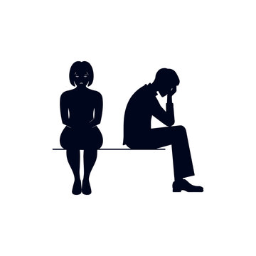 recommend clip art: Silhouette of sad and depressed person. Set of sitting sad young man and woman silhouette. Sad, unhappy, lonely man and woman in depression sitting and hugging their knees. Depressed people.