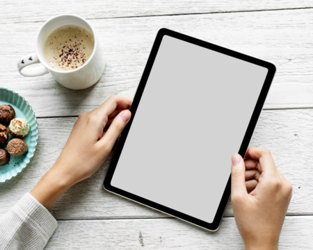 Tablet screen png mockup, digital device - Powered by Adobe