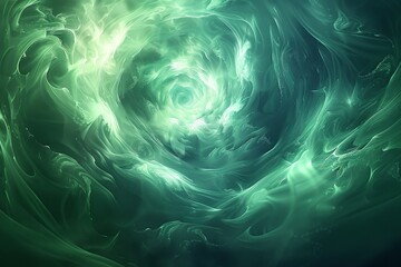 Obraz premium 暗い背景に抽象的な緑の渦巻き