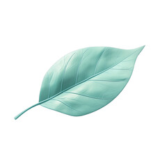 Bright teal digital illustration of a single leaf with detailed veins and a smooth texture, isolated on a transparent background.