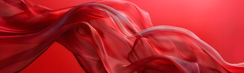 Fototapeta premium Red background with beautiful transparent fabric. 