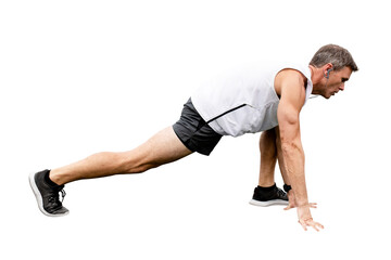 Obraz premium Man png warming up before exercise