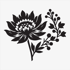 sunflower silhouette vector illustration, white color background