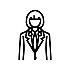 school girl japanese line icon vector. school girl japanese sign. isolated contour symbol black illustration