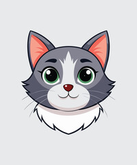 Obraz premium Vector of a cute cat face design on white background. illustration.