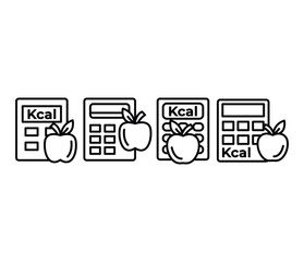 calories calculator with apple icons symbol vector design simple line black white colors illustration sets