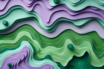 Vibrant purple and green topographic pattern illustrating abstract layered landscape