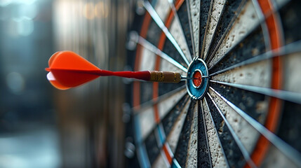 An orange dart on target center.