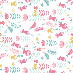 seamless pattern with birds and flowers