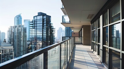 Obraz premium architecture apartment balcony view with modern aluminum railing