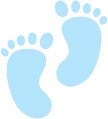 Baby footprint flat icon for baby boys isolated on white background.