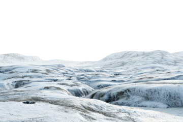 Snowy Tundra Isolated On Transparent Background, Tundra With Snow, Snowy Terrain. Realistic Arctic Environment