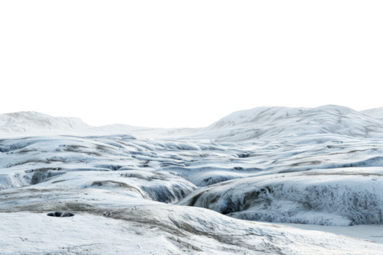 Snowy Tundra Isolated On Transparent Background, Tundra With Snow, Snowy Terrain. Realistic Arctic Environment